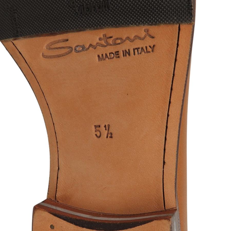 極美品▲Santoni サントーニ ステッチデザイン モカシン レザーローファー ビジネスシューズ ブラウン 5.5 イタリア製 メンズ_6