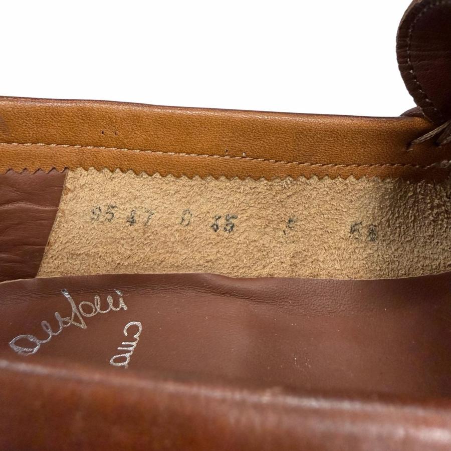 極美品▲Santoni サントーニ ステッチデザイン モカシン レザーローファー ビジネスシューズ ブラウン 5.5 イタリア製 メンズ_8