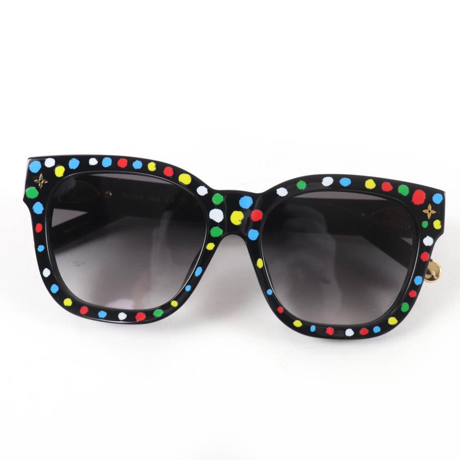 極美品☆LOUIS VUITTON×Yayoi Kusama ルイヴィトン×草間彌生 2022年製 Z1903E マイモノグラムスクエア ペインティッドドット サングラス ブラック マルチカラー 54□17 143 保存袋・ケース付き イタリア製 レディース 極美品☆LOUIS VUITTON×Yayoi Kusama ルイヴィトン×草間彌生 2022年製