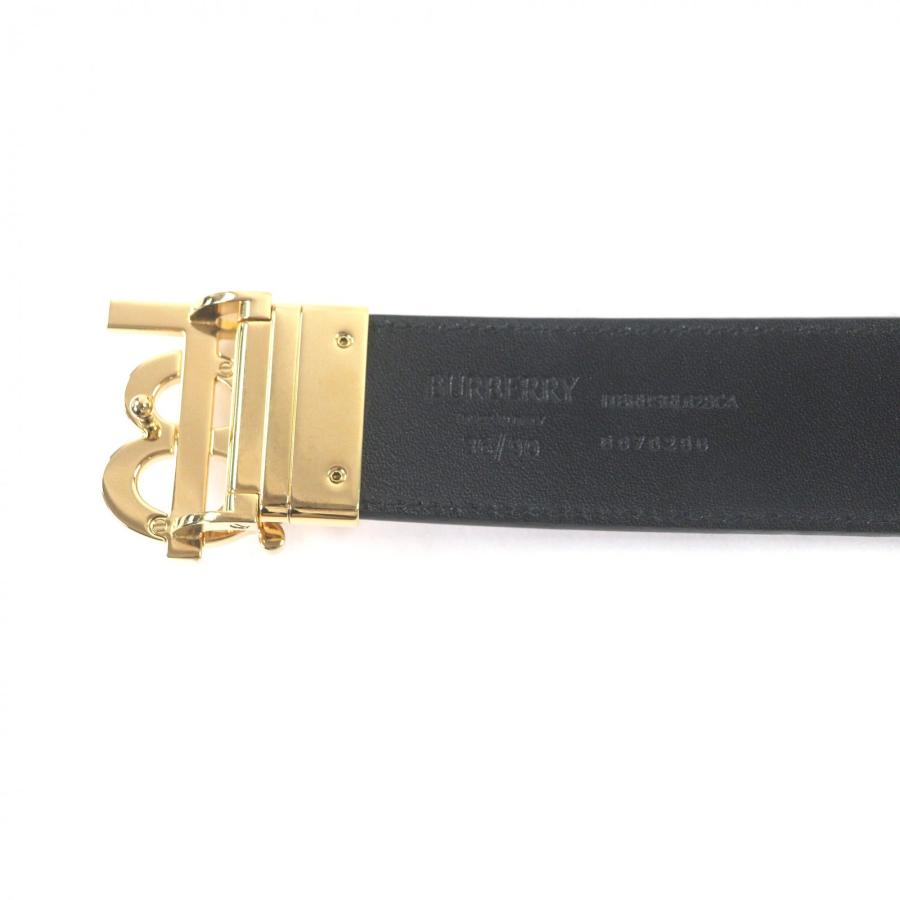 美品　バーバリー ノバチェック ロゴ レザー ベルト 黒　ベージュ　細め BURBERRY（バーバリー） 極美品□BURBERRY 8070286 レザー ノバ