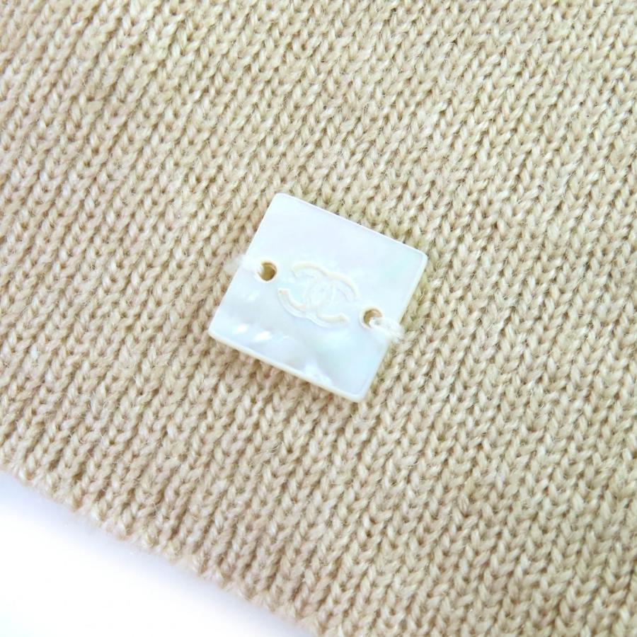美品△CHANEL シャネル 00A P16507 ウール100％ ココマーク チョコバー タートルネック 長袖 ニット セーター ベージュ 38 フランス製の画像