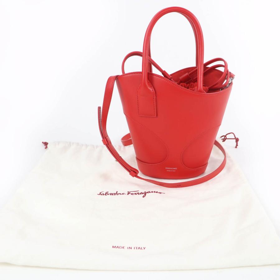 美品☆FERRAGAMO フェラガモ カットアウト 2WAY レザー ハンドバッグ