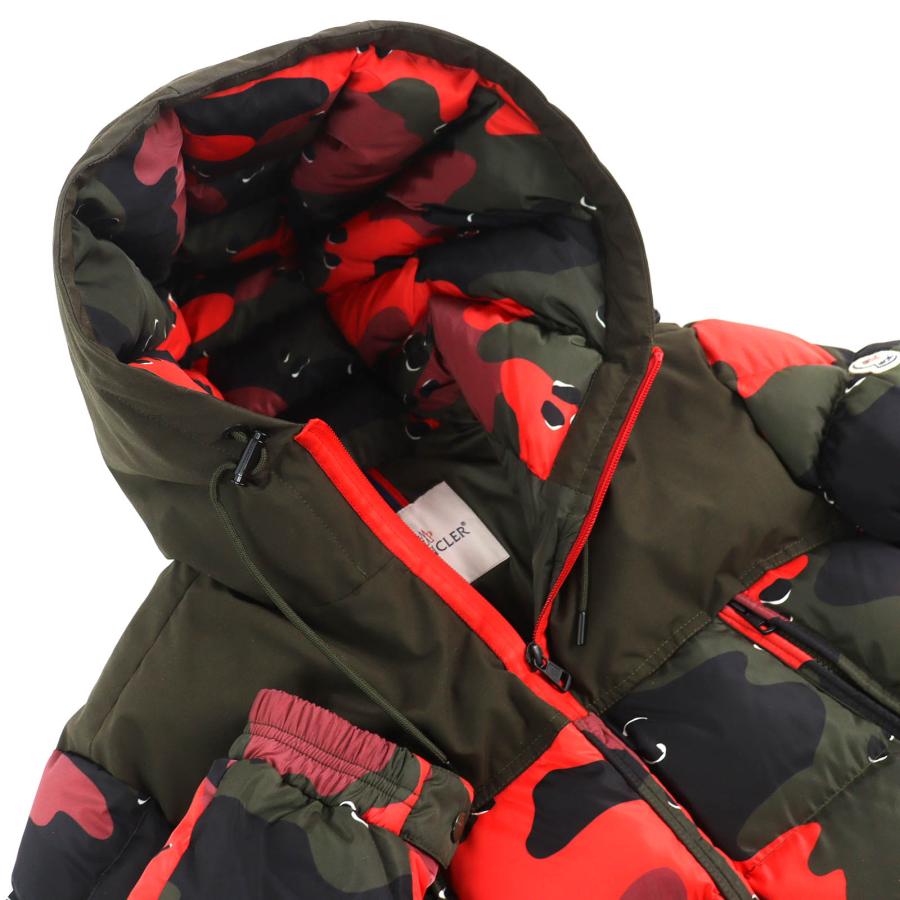 極美品△MONCLER モンクレール EYMERIC エメリック カモフラージュ柄 ロゴワッペン フード付き ダウンジャケット カーキ レッド 3 正規品_2