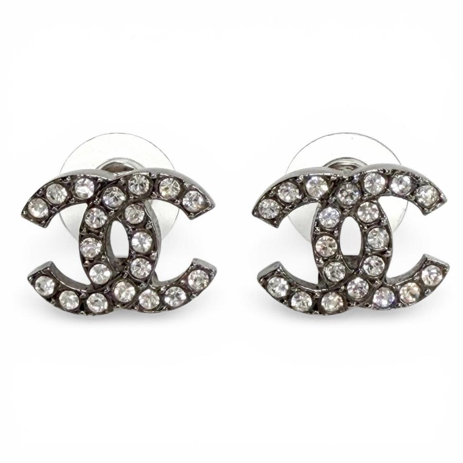 訳あり CHANEL シャネル ココマーク スクエア ラインストーン ピアス CHANEL（シャネル） 美品◇CHANEL C22S ココマーク ラインストーン付き