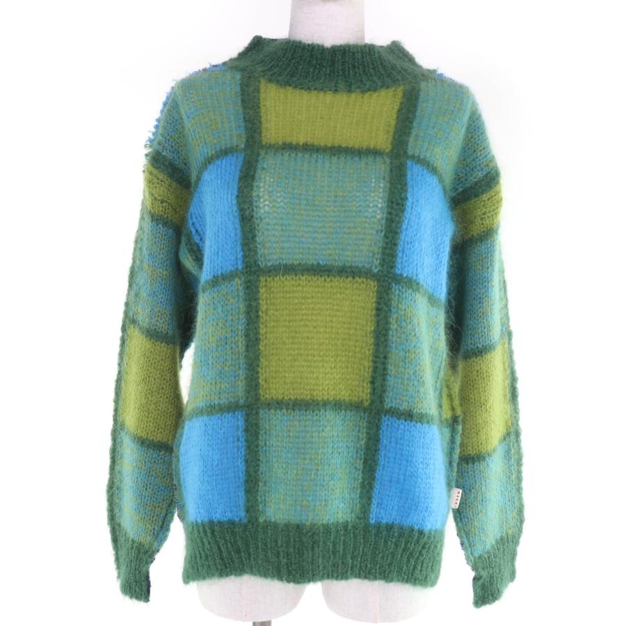 極美品☆MARNI マルニ 22AW GCMD0359Q0 ウール モヘアブレンド パッチワーク 長袖 ニット マルチカラー 36 イタリア製 正規品 レディース MARNI（マルニ） 極美品☆MARNI 22AW GCMD0359Q0 ウール モヘア