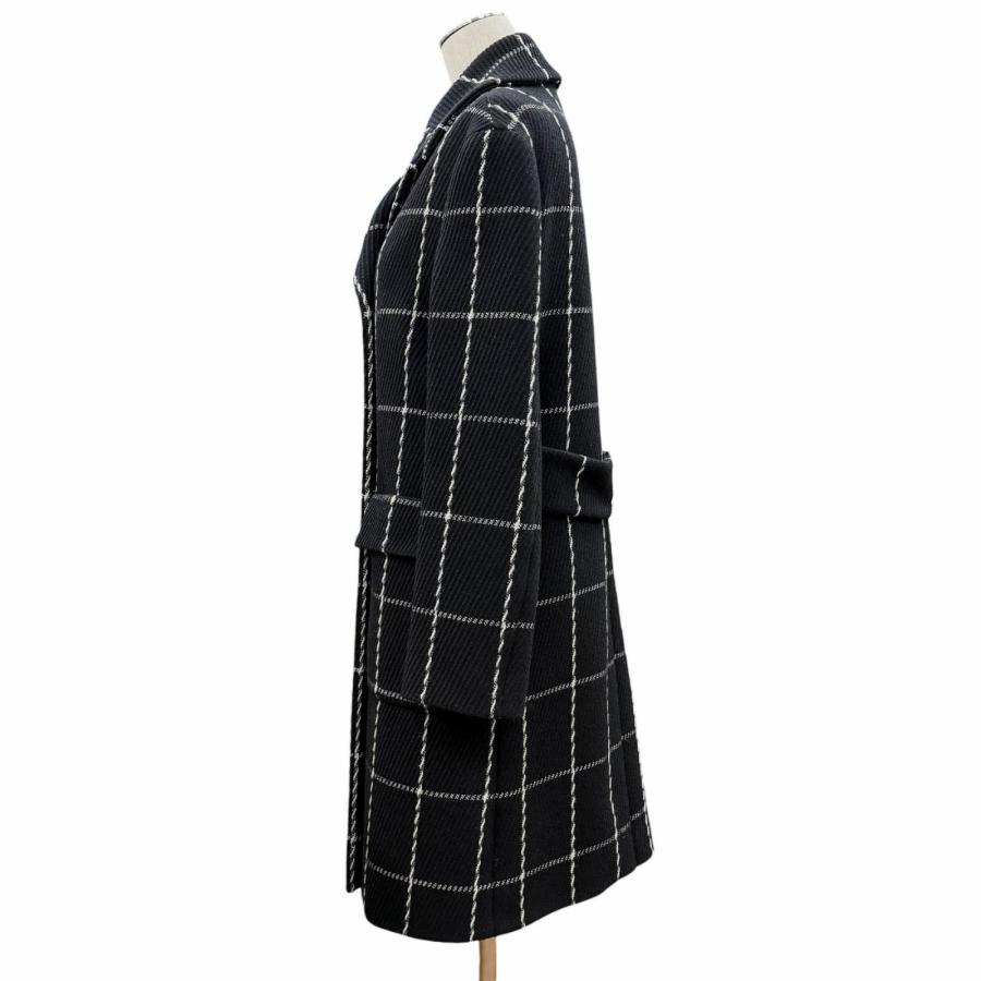 極美品◇Christian Dior クリスチャンディオール 851M12A1047 裏地シルク100％ ダブルブレスト ウール コート 黒 40 フランス製 正規品の画像