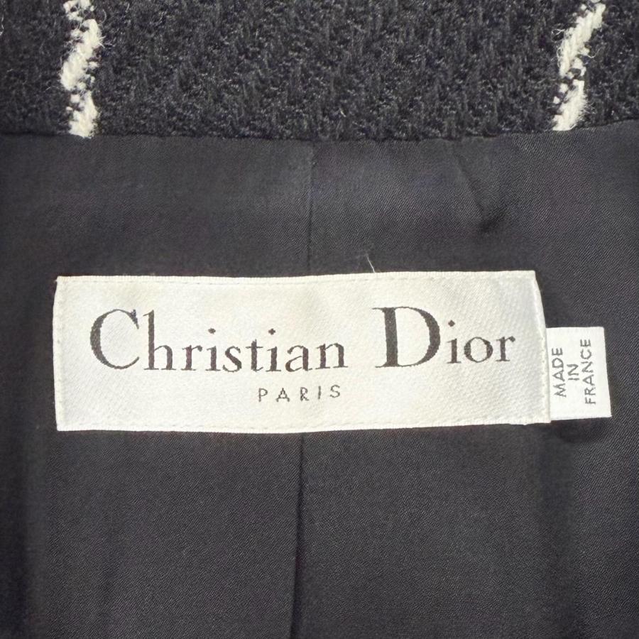 極美品◇Christian Dior クリスチャンディオール 851M12A1047 裏地シルク100％ ダブルブレスト ウール コート 黒 40 フランス製 正規品の画像