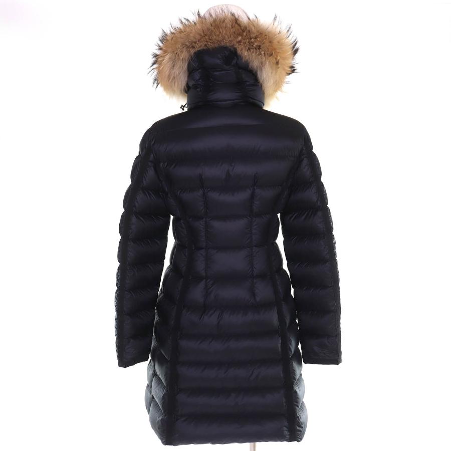 美品△MONCLER モンクレール HERMIFUR エルミファー ロゴワッペン ファー・フード付き ダウンコート ブラック 1 正規品 レディース_2