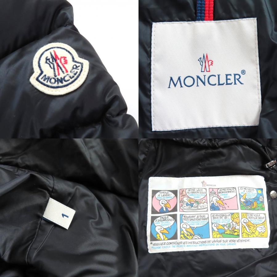 美品△MONCLER モンクレール HERMIFUR エルミファー ロゴワッペン ファー・フード付き ダウンコート ブラック 1 正規品 レディース_7