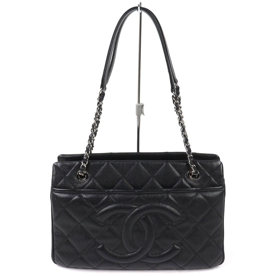 【売約】CHANEL シャネル マトラッセ ショルダー・トートバッグ ココマーク チェーンショルダー　ブラック キャビアスキンレザー A67294  正規品 超美品 CHANEL（シャネル） 極美品△CHANEL A67294 キャビアスキン ココマーク