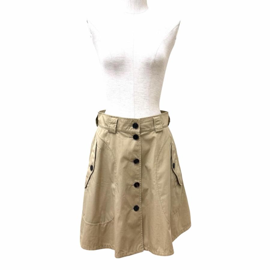 極美品★Christian Dior クリスチャンディオール 247J07A3332 コットン100％ ロゴボタン付 膝丈 フレアスカート ベージュ 42 伊製 正規品の画像