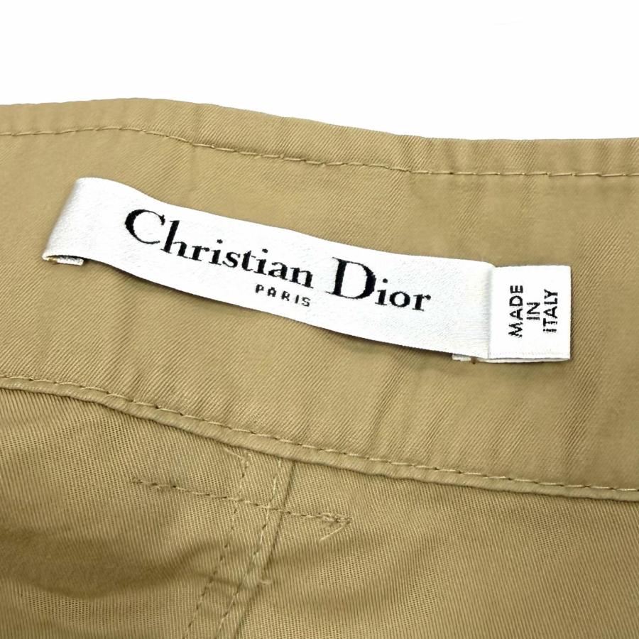 極美品★Christian Dior クリスチャンディオール 247J07A3332 コットン100％ ロゴボタン付 膝丈 フレアスカート ベージュ 42 伊製 正規品の画像