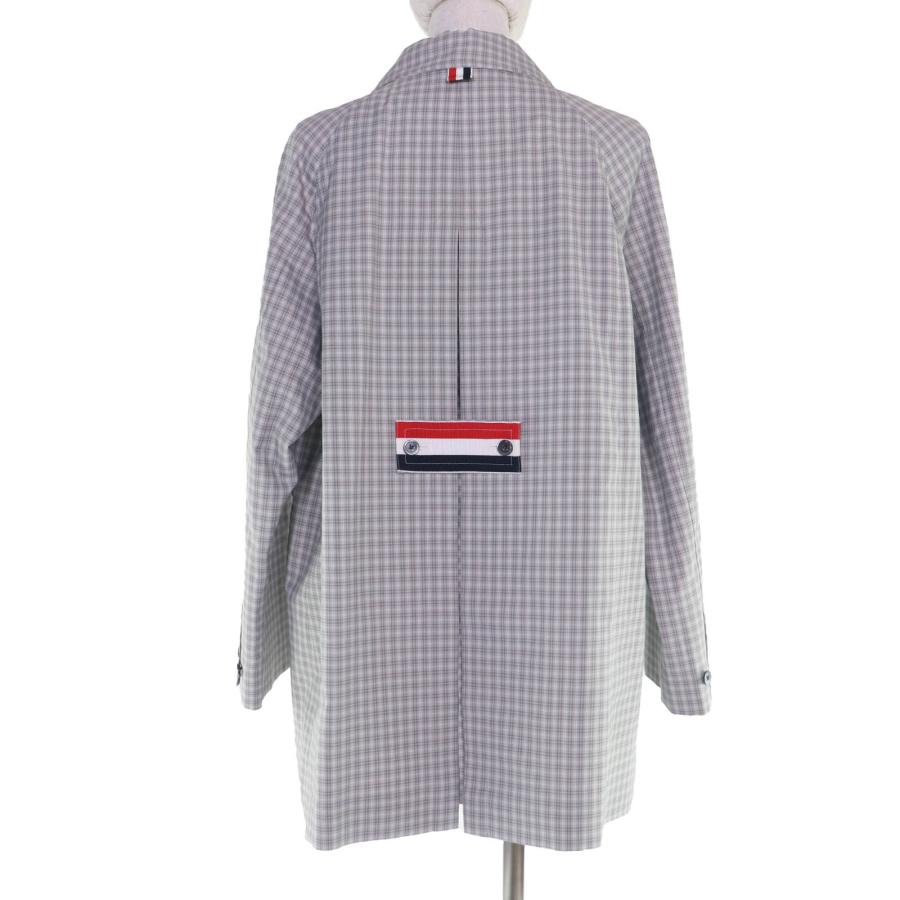 極美品☆THOM BROWNE トムブラウン 24SS FOC834A-F0495-035 チェック柄コート グレー 36 伊製 正規品 レディース ガーメント・ハンガー付の画像