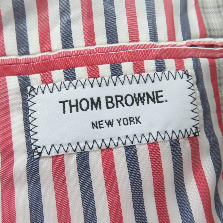 極美品☆THOM BROWNE トムブラウン 24SS FOC834A-F0495-035 チェック柄コート グレー 36 伊製 正規品 レディース ガーメント・ハンガー付の画像