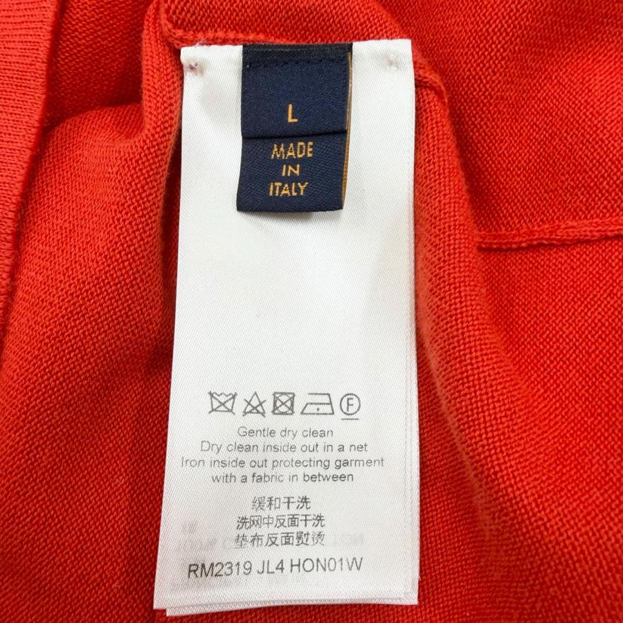 極美品□LOUIS VUITTON ルイヴィトン 23SS ロゴデザイン クルーネック ショートスリーブ 半袖ニット レッド L イタリア製 正規品 メンズ