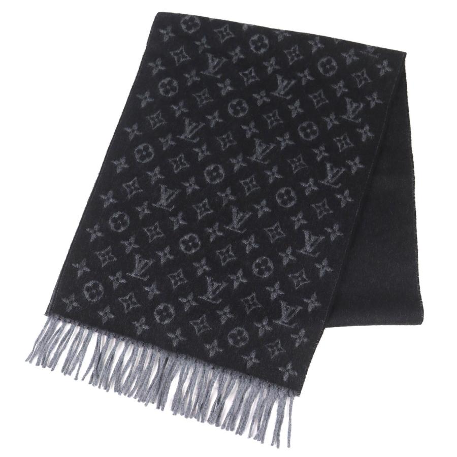 極美品△LOUIS VUITTON ルイヴィトン 2017年製 M71607 エシャルプ モノグラム グラディエント カシミヤ ウール マフラー ノワール イタリア製 正規品 メンズ LOUIS VUITTON（ルイ・ヴィトン） 極美品△LOUIS VUITTON 2017年製