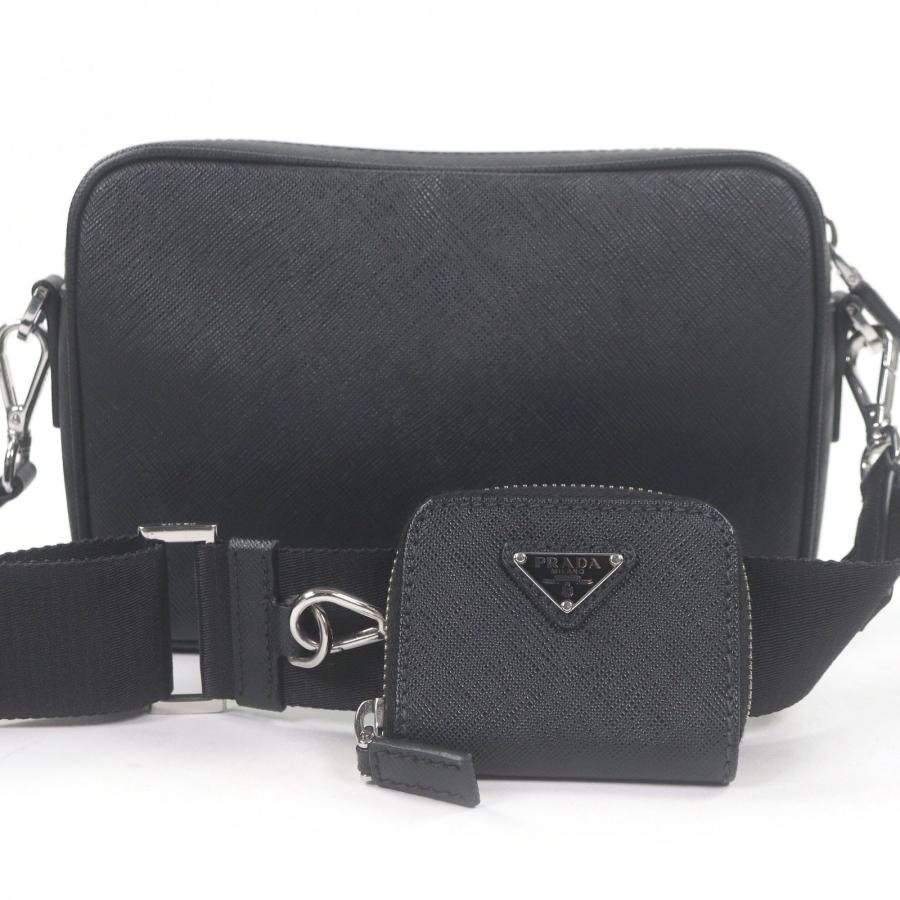 美品■PRADA プラダ　三角ロゴ　サフィアーノレザーショルダーバッグ ポーチ PRADA（プラダ） 三角ロゴプレート サフィアーノ 斜め掛け ショルダー