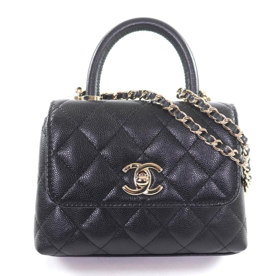 シャネル  AP4244 ココハンドル ミニミニ ゴールド金具キャビアスキンレザーショルダーバッグ レディース CHANEL - シャネル AP4244 ココハンドル ミニミニ ゴールド金具