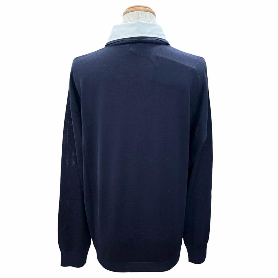 プラダ 24年 バージンウール トップス 襟取り外し可 ニット DNA00T ネイビー 44【中古】 PRADA（プラダ） 未使用品△PRADA 2024年製 DNA00T バージンウール100