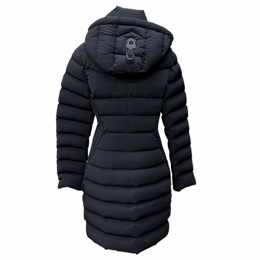 極美品★MACKAGE マッカージュ 11602609-0A FARREN フード・レザーロゴワッペン付 ZIP UP ダウンコート M 正規品 ガーメント・ハンガー付の画像