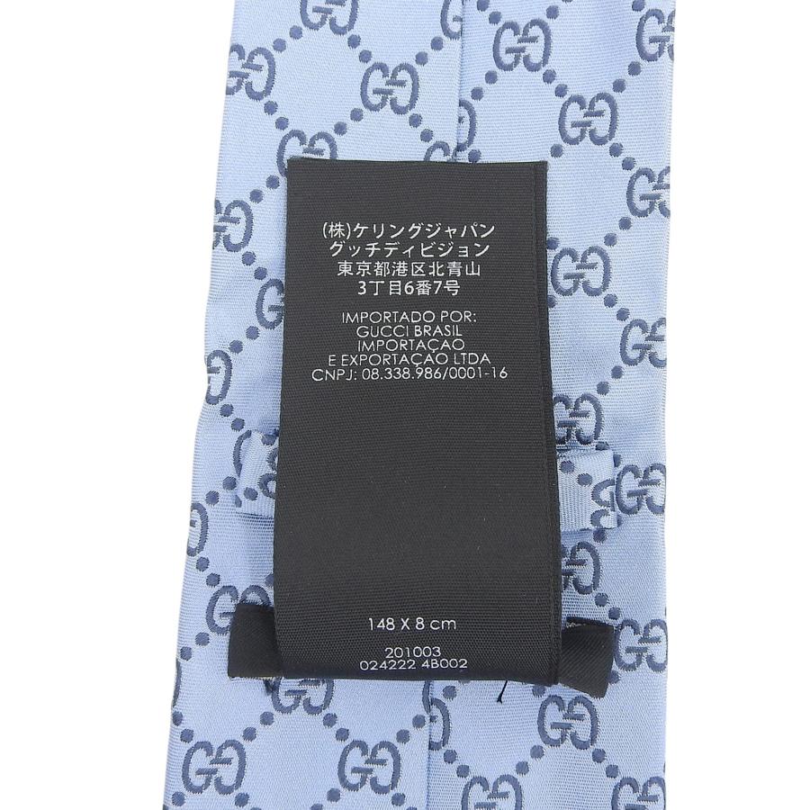 【グッチ】ネクタイ　GG柄　ロゴ総柄 シルク100% ネイビー　現行タグ GUCCI（グッチ） 極美品△GUCCI 201003 シルク100％ GGパターン 総柄