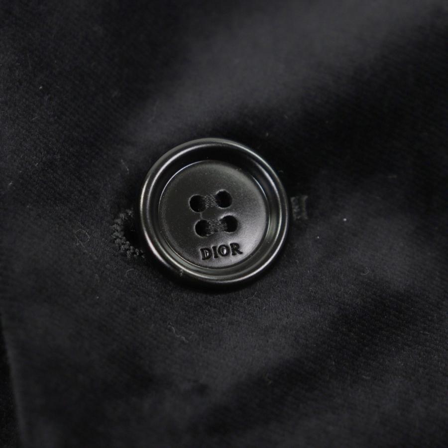 極美品▼DIOR ディオール オム 923C216A454 ロゴ入ボタン ベロア シングルジャケット テーラード ブラック 46 イタリア製 正規品 メンズの画像