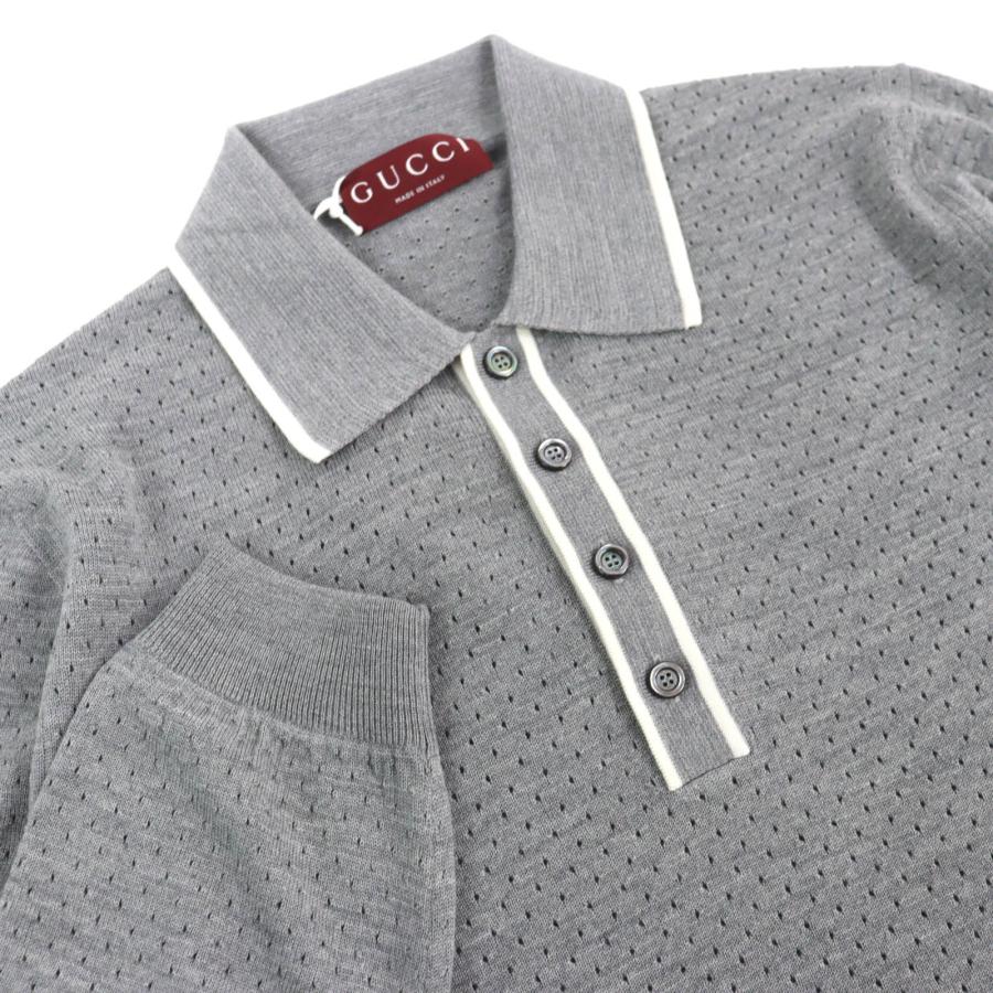 未使用品△GUCCI グッチ 25AW 824573 ウール100％ ロゴ ニット 長袖ポロシャツ グレー M イタリア製 正規品 メンズ オススメ◎ GUCCI（グッチ） 未使用品△GUCCI 25AW 824573 ウール100％ ロゴ