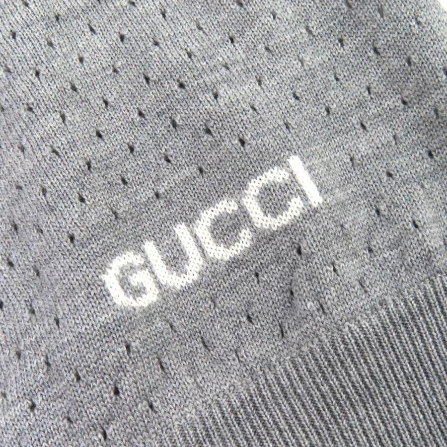 未使用品△GUCCI グッチ 25AW 824573 ウール100％ ロゴ ニット 長袖ポロシャツ グレー M イタリア製 正規品 メンズ オススメ◎ GUCCI（グッチ） 未使用品△GUCCI 25AW 824573 ウール100％ ロゴ