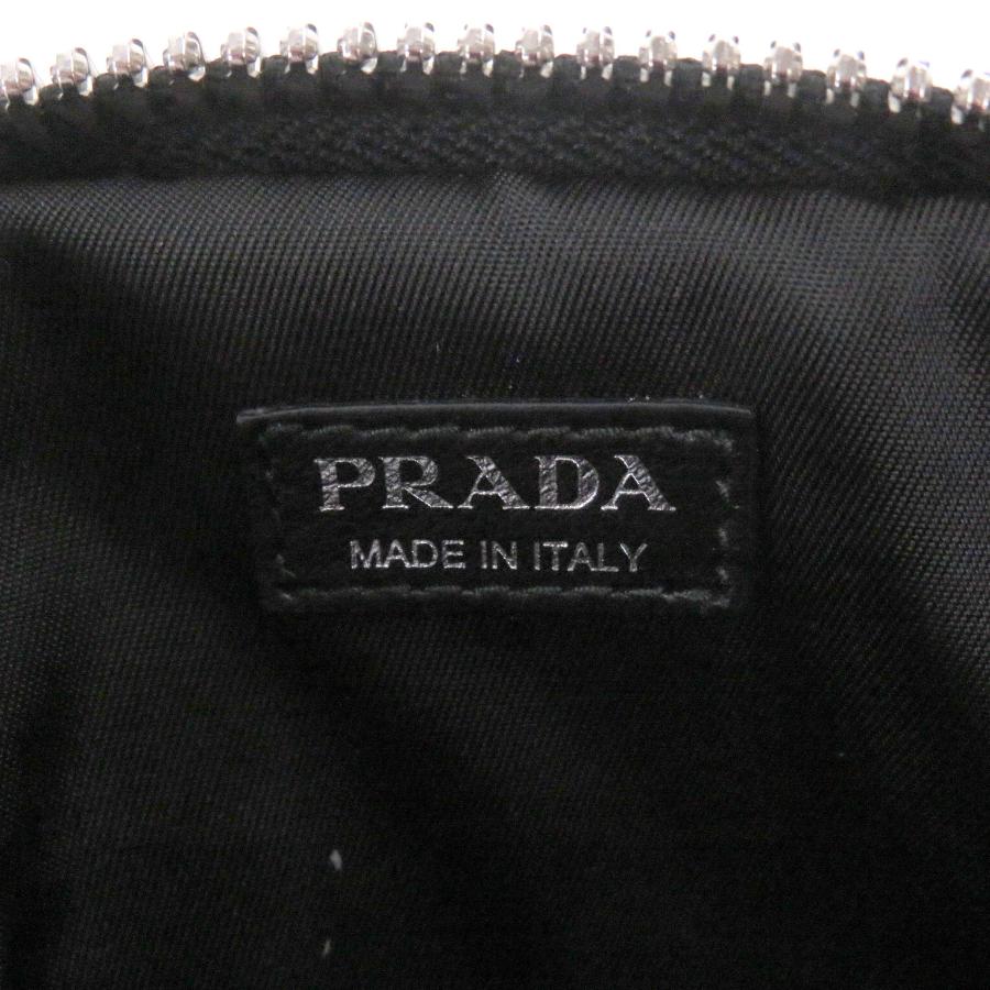 極美品□PRADA プラダ 1TT110 ナイロン トライアングルロゴ 三角プレート ショルダー ミニカーゴポーチ ブラック イタリア製 メンズ_9