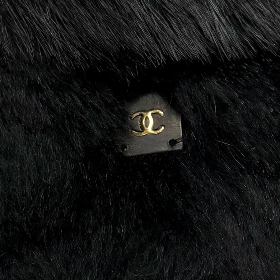 美品★CHANEL シャネル 01A P18153 ココマーク ラビットファー ラパン ティペット ショール ブラック 42 フランス製 正規品 箱付きの画像
