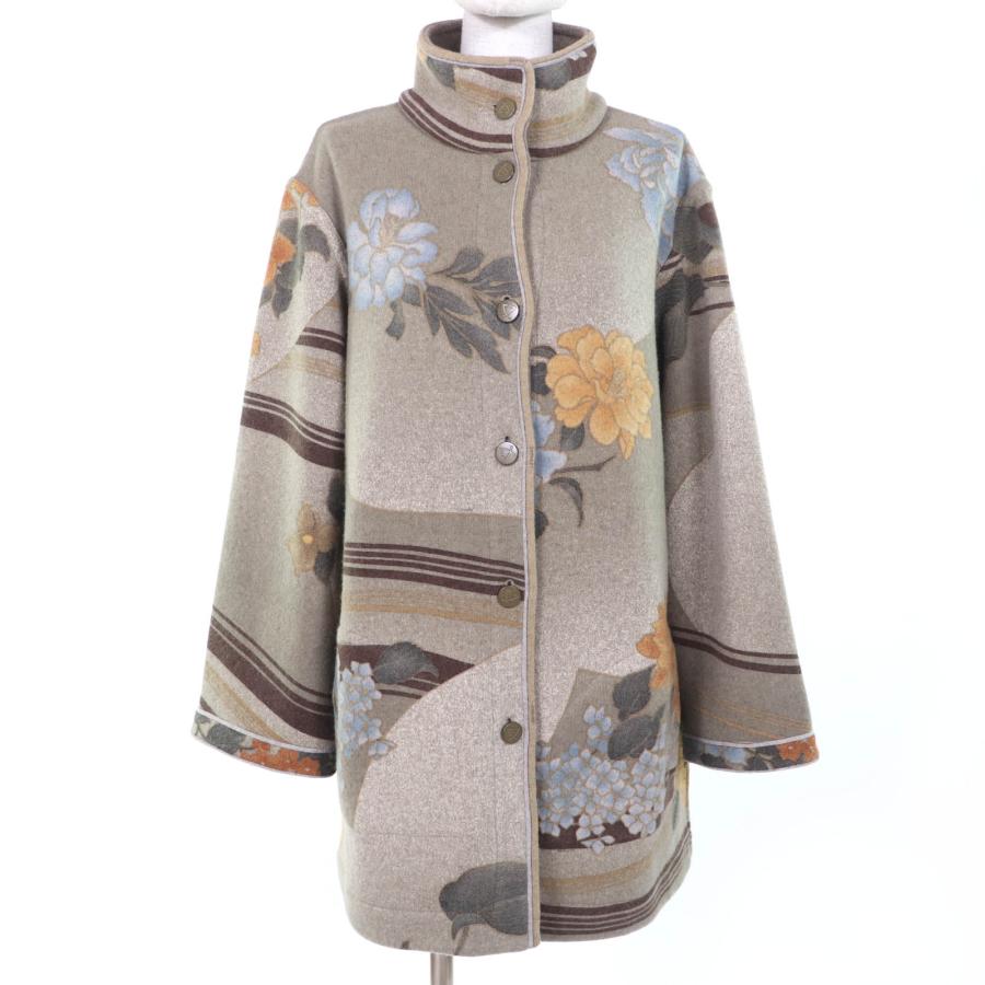 美品 LEONARD レオナール 花柄 フラワープリント ノーカラージャケット