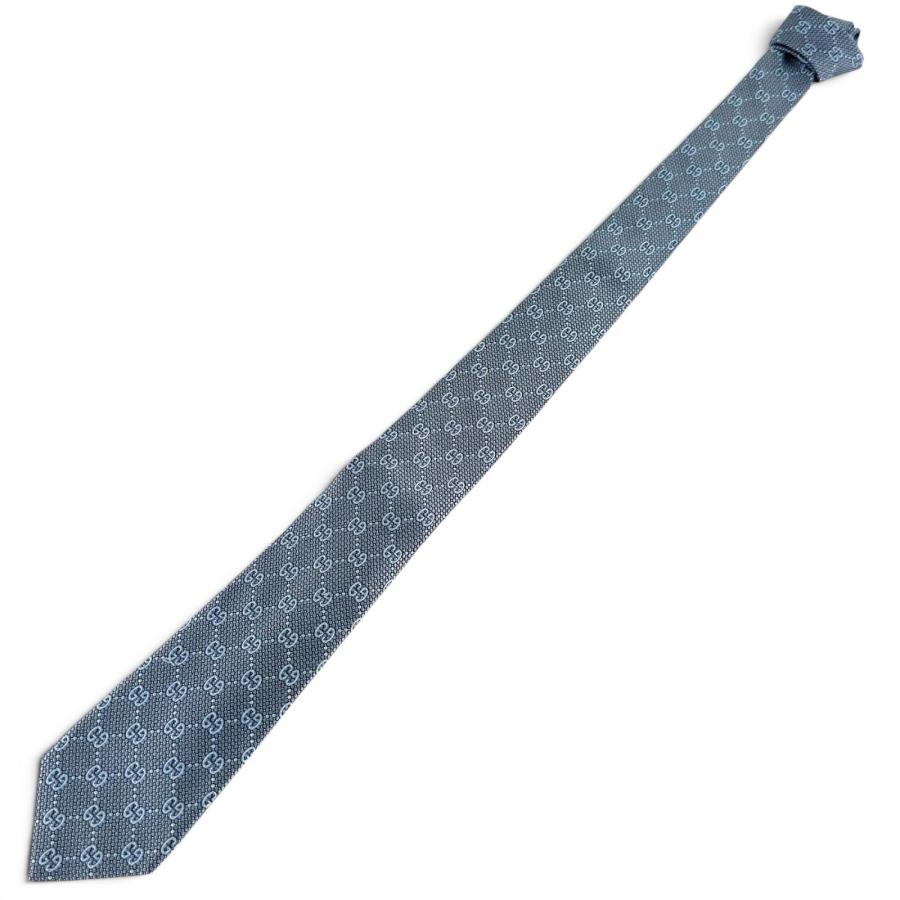 GUCCI ネクタイ　ブルー　 GG柄　パターン　ジャガード　シルク100％ GUCCI（グッチ） 極美品△GUCCI シルク100％ GGパターン ジャガード