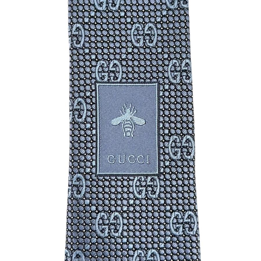 極美品 GUCCI グッチ GG柄 総柄 ジャガード ネクタイ ビジネス ブルー GUCCI（グッチ） 極美品△GUCCI シルク100％ GGパターン ジャガード