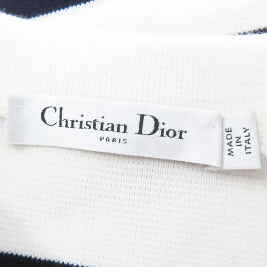 極美品☆Christian Dior クリスチャンディオール 25SS 524S01A7019 Mariniere ボーダー柄 長袖 ニット ホワイト ブラック 38 正規品の画像