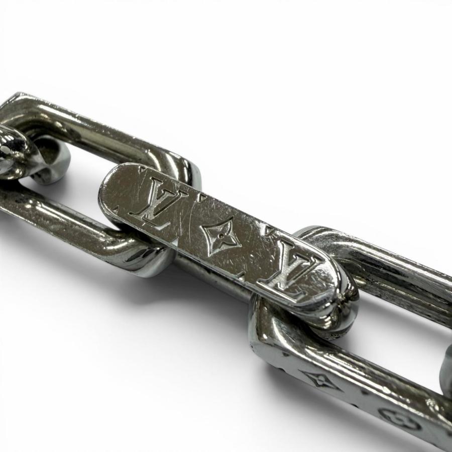 極美品□LOUIS VUITTON ルイヴィトン 2020年製 M64196 コリエ チェーン モノグラム ネックレス アクセサリー シルバー イタリア製 メンズ LOUIS VUITTON（ルイ・ヴィトン） 美品▽LOUIS VUITTON 2020年製