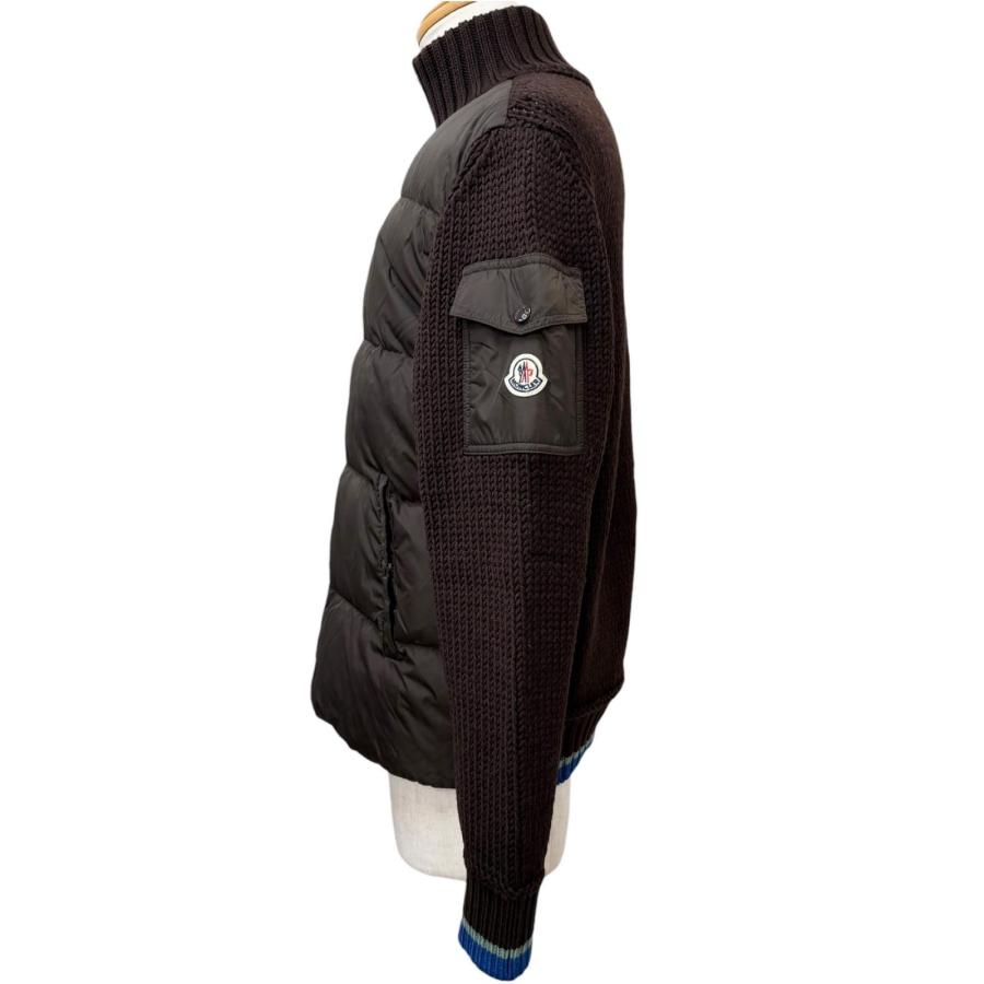 美品□MONCLER モンクレール 2024年製 J20919B00029 羊毛 ダウン切り替え ニットジャケット ブルゾンジャケット ブラウン L 正規品 MONCLER（モンクレール） 美品□MONCLER 2024年製 J20919B00029 羊毛