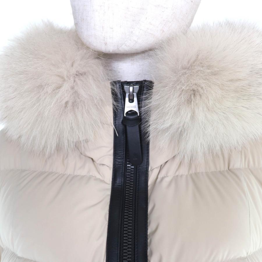 極美品☆MACKAGE マッカージュ 11752666-5A CALL-BX フォックスファー・フード付 ZIP UP ダウンコート ベージュ XS 正規品 レディースの画像