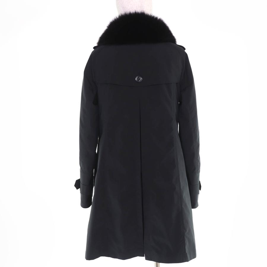 美品　バーバリーロンドン　ダウンコート　フォックスファー　ノバチェック　38 黒 美品☆BURBERRY LONDON バーバリーロンドン フォックスファー・ノバ