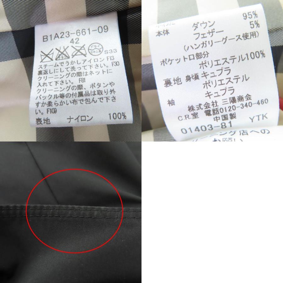 美品☆BURBERRY LONDON バーバリーロンドン フォックスファー・ノバチェックダウンライナー付 コート ブラック 42 正規品 レディース_9
