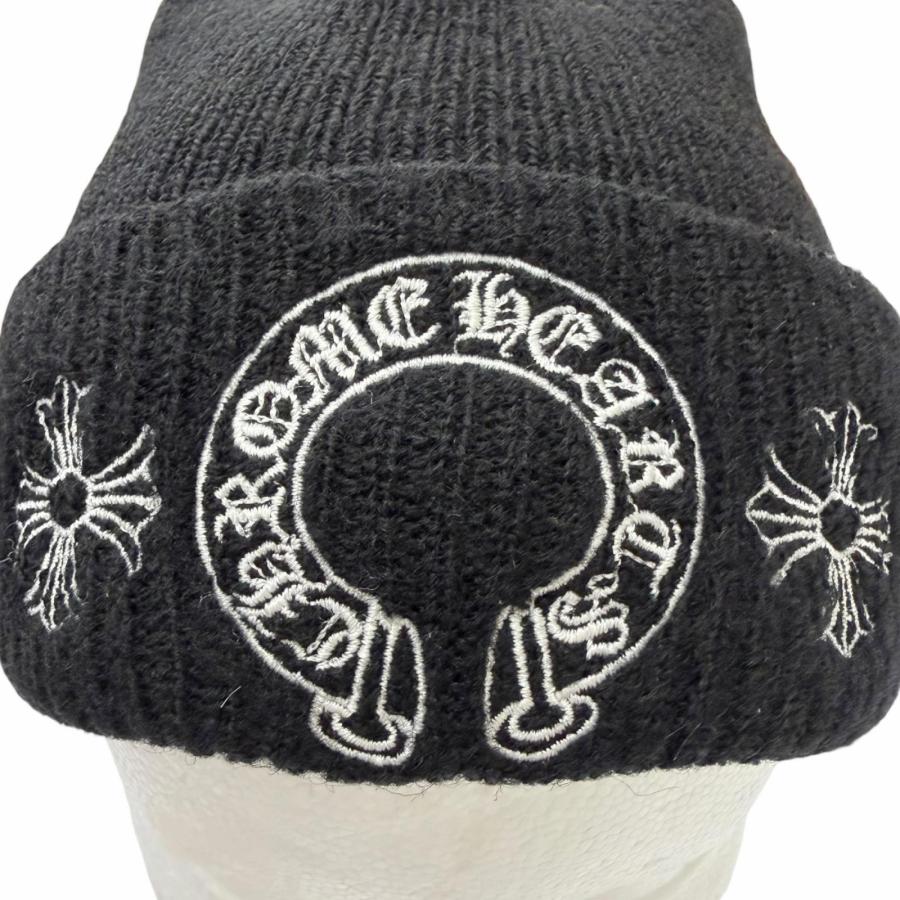 CHROME HEARTS クロムハーツ ニット帽 ビーニー ホースシュー 美品□CHROME HEARTS クロムハーツ ウール ホースシュー CHプラス エン