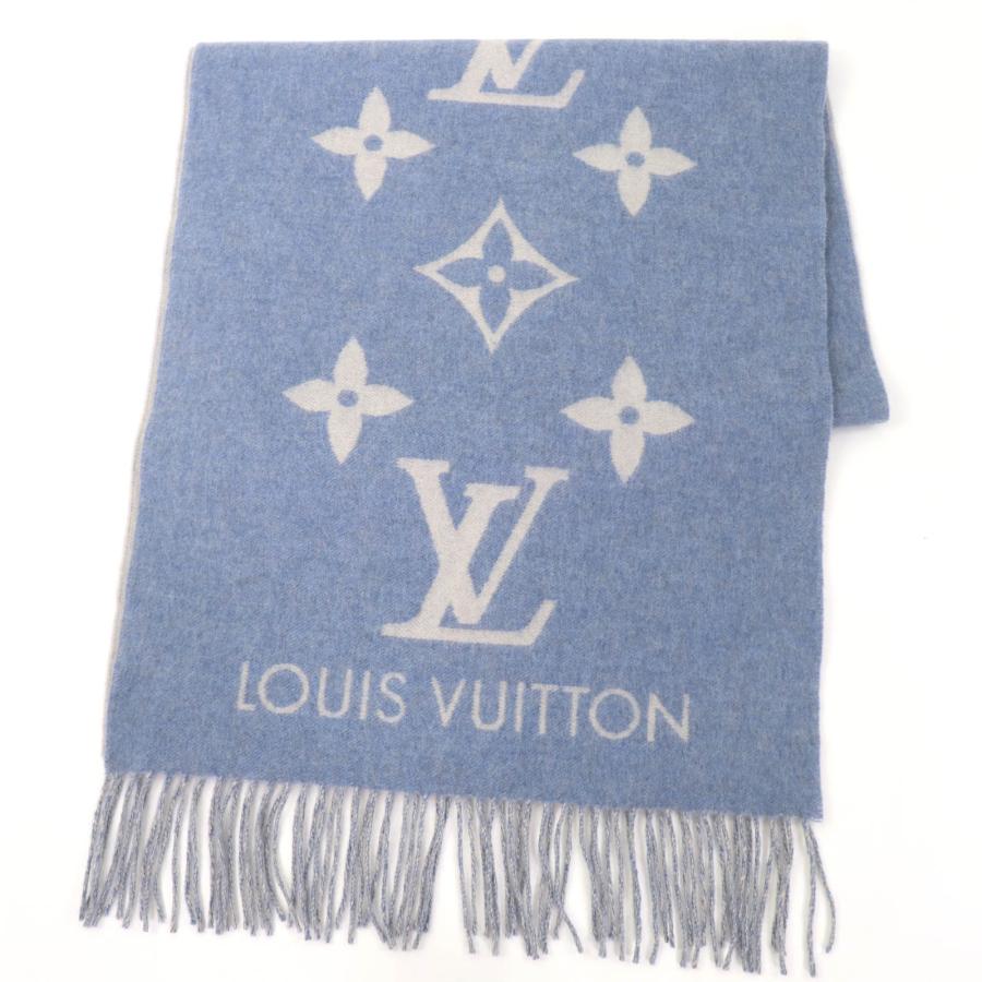 ルイヴィトン　LOUIS VUITTON　マフラー エシャルプ レイキャビック　M75704 ブルー　レディース　メンズ　カシミヤ100％ LOUIS VUITTON（ルイ・ヴィトン） 極美品☆LOUIS VUITTON M75704