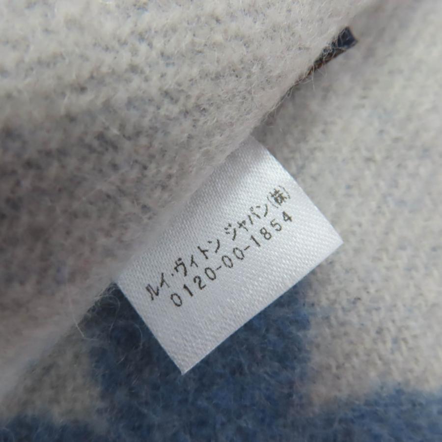 美品△LOUIS VUITTON ルイヴィトン M75704 エシャルプ レイキャビック カシミヤ100％ モノグラム フリンジ ショール マフラー ブルー イギリス製 正規品 レディース LOUIS VUITTON（ルイ・ヴィトン） 極美品☆LOUIS VUITTON M75704