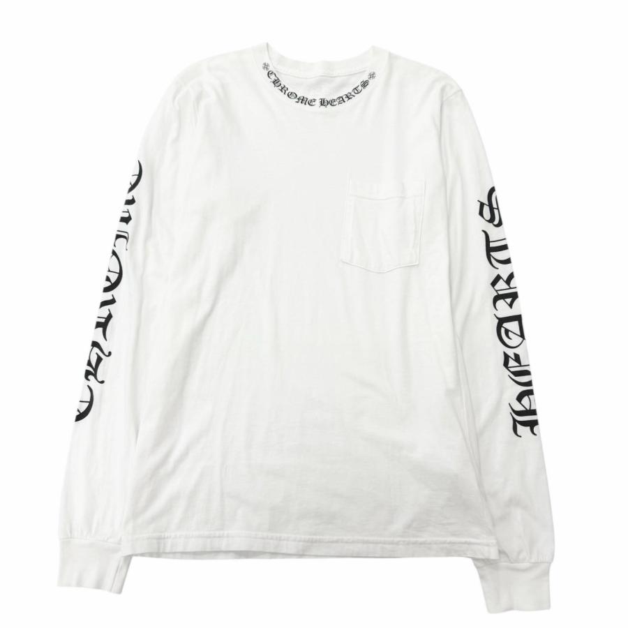 クロムハーツ　ホワイト長袖Tシャツ 12M 良品□CHROME HEARTS クロムハーツ コットン ロゴプリント クルー