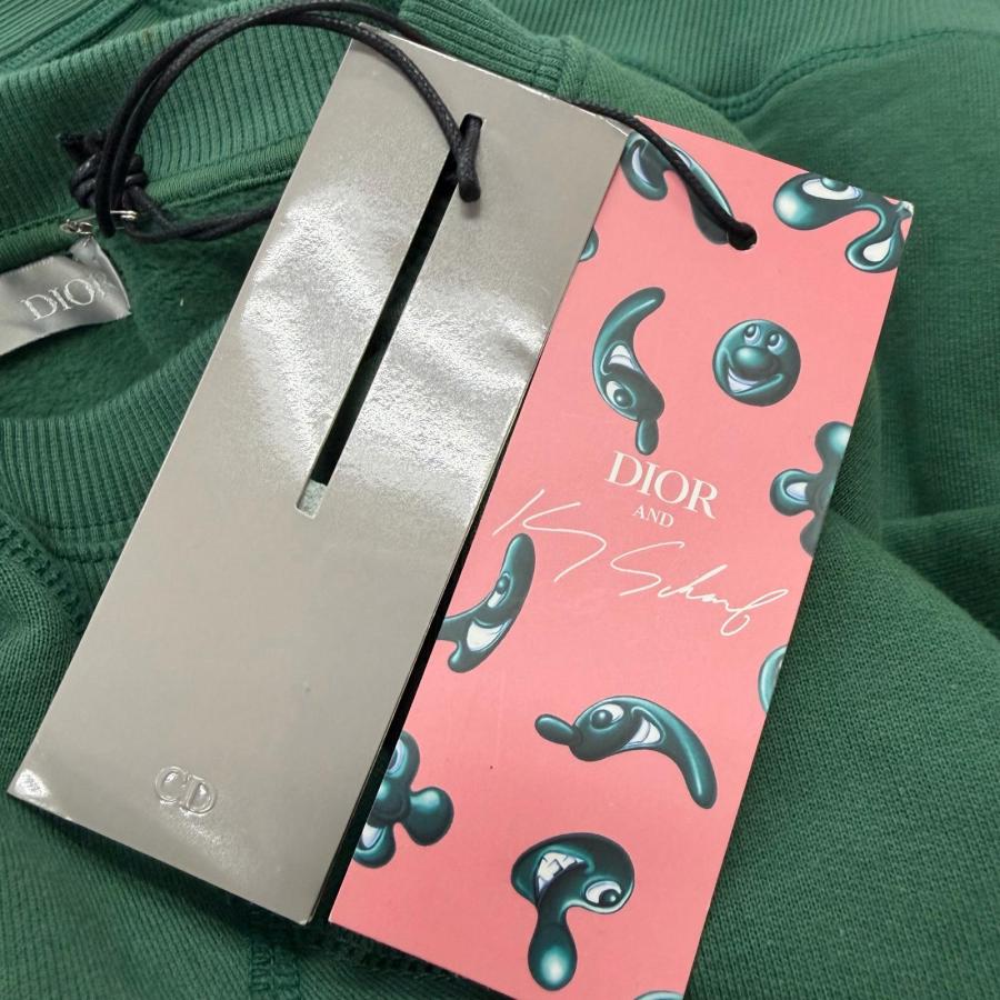 未使用品□DIOR ディオール オム 193J687A0531 ケニーシャーフ CDロゴ刺繍 スウェットシャツ トレーナー S グリーン イタリア製 正規品の画像