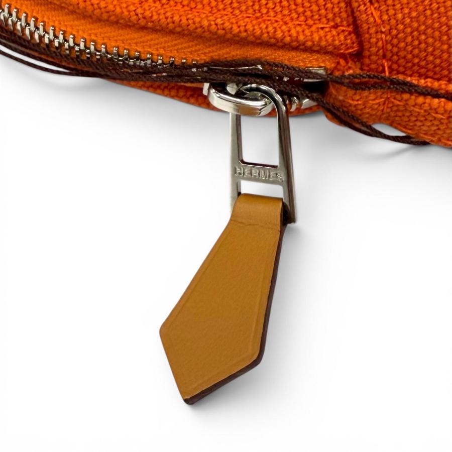 エルメス HERMES ボリードポーチ ミニ コットン オレンジ シルバー金具 HERMES（エルメス） 未使用品☆HERMES ボリードポーチ コットン100
