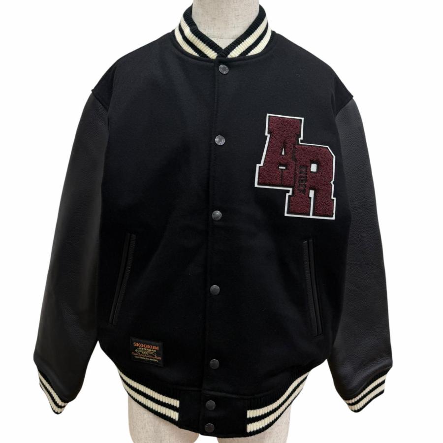 美品□AVIREX アヴィレックス 783-4952054 SKOOKUM VARSITY JACKET 袖レザー スタジャン ブルゾン ブラック L 正規品 メンズ 保存袋付き AVIREX（アヴィレックス） 美品□AVIREX 783-4952054 SKOOKUM VARSITY