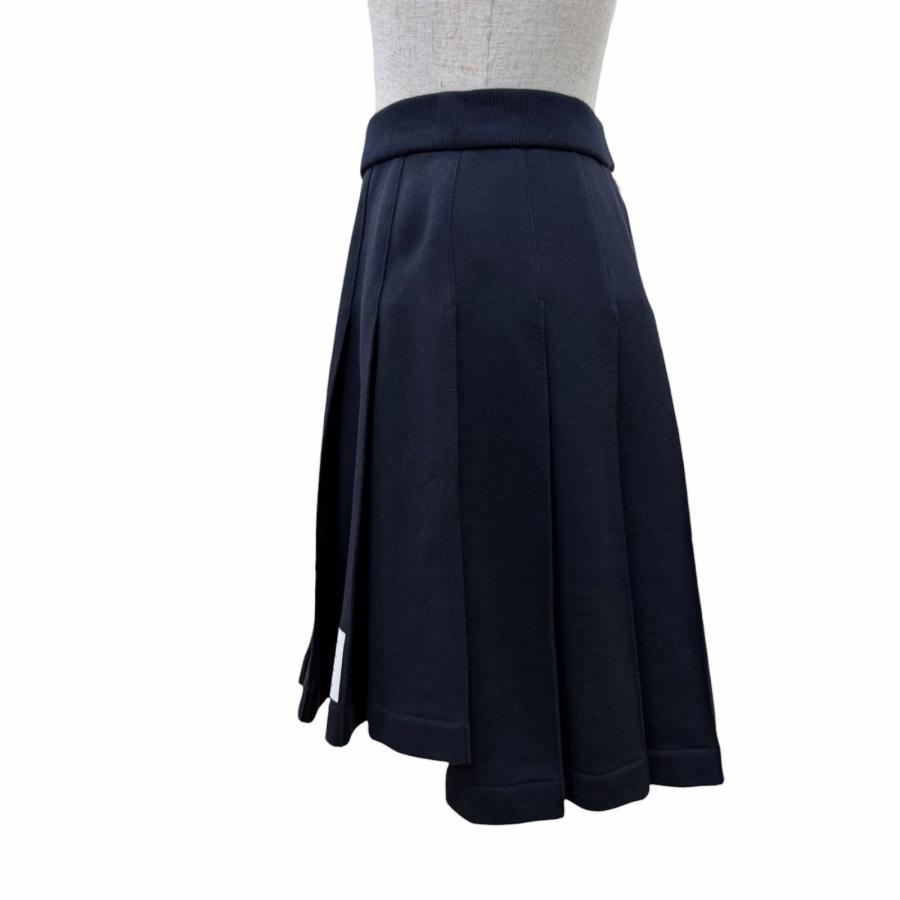 極美品☆THOM BROWNE トムブラウン FJK053A-06931-415 コットン プリーツスカート ネイビー 38 イタリア製 正規品 レディース ハンガー付の画像