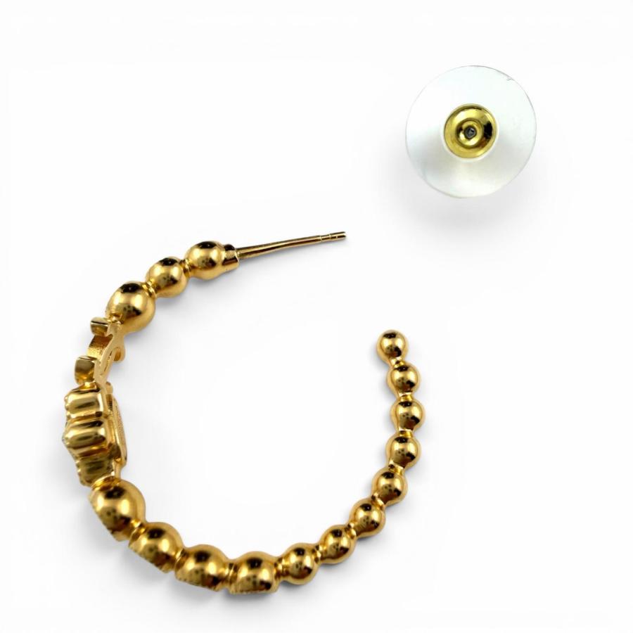 美品◇CHANEL シャネル A24K ABE551 クリスタル ココマーク スター フープ ピアス 両耳用 アクセサリー ゴールド フランス製 レディースの画像