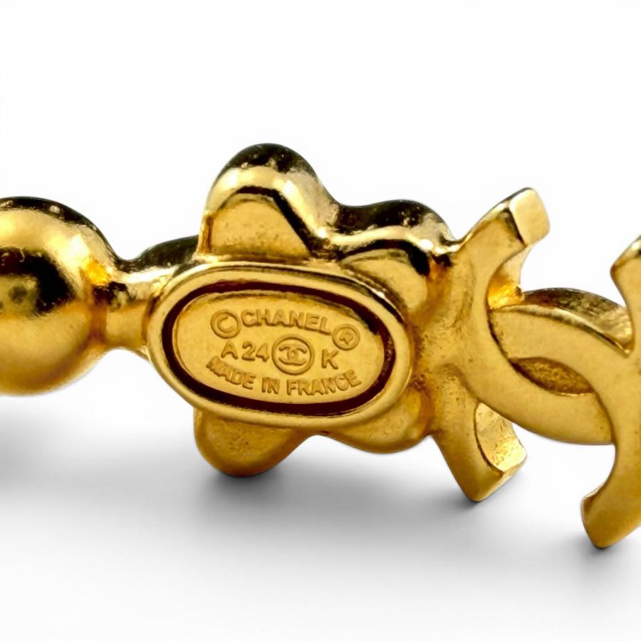 美品◇CHANEL シャネル A24K ABE551 クリスタル ココマーク スター フープ ピアス 両耳用 アクセサリー ゴールド フランス製 レディースの画像