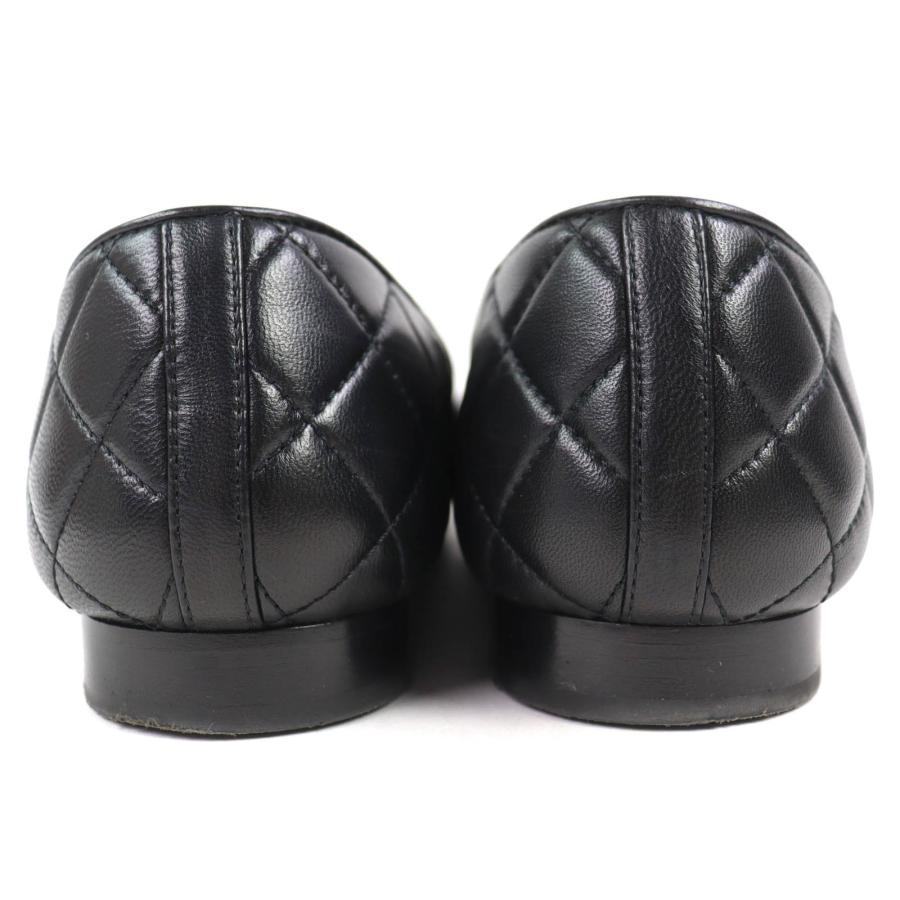 美品△CHANEL シャネル 23A G45047 バレリーナ ココマーク マトラッセ レザー フラットシューズ パンプス 黒 38 レディース 箱袋付きの画像